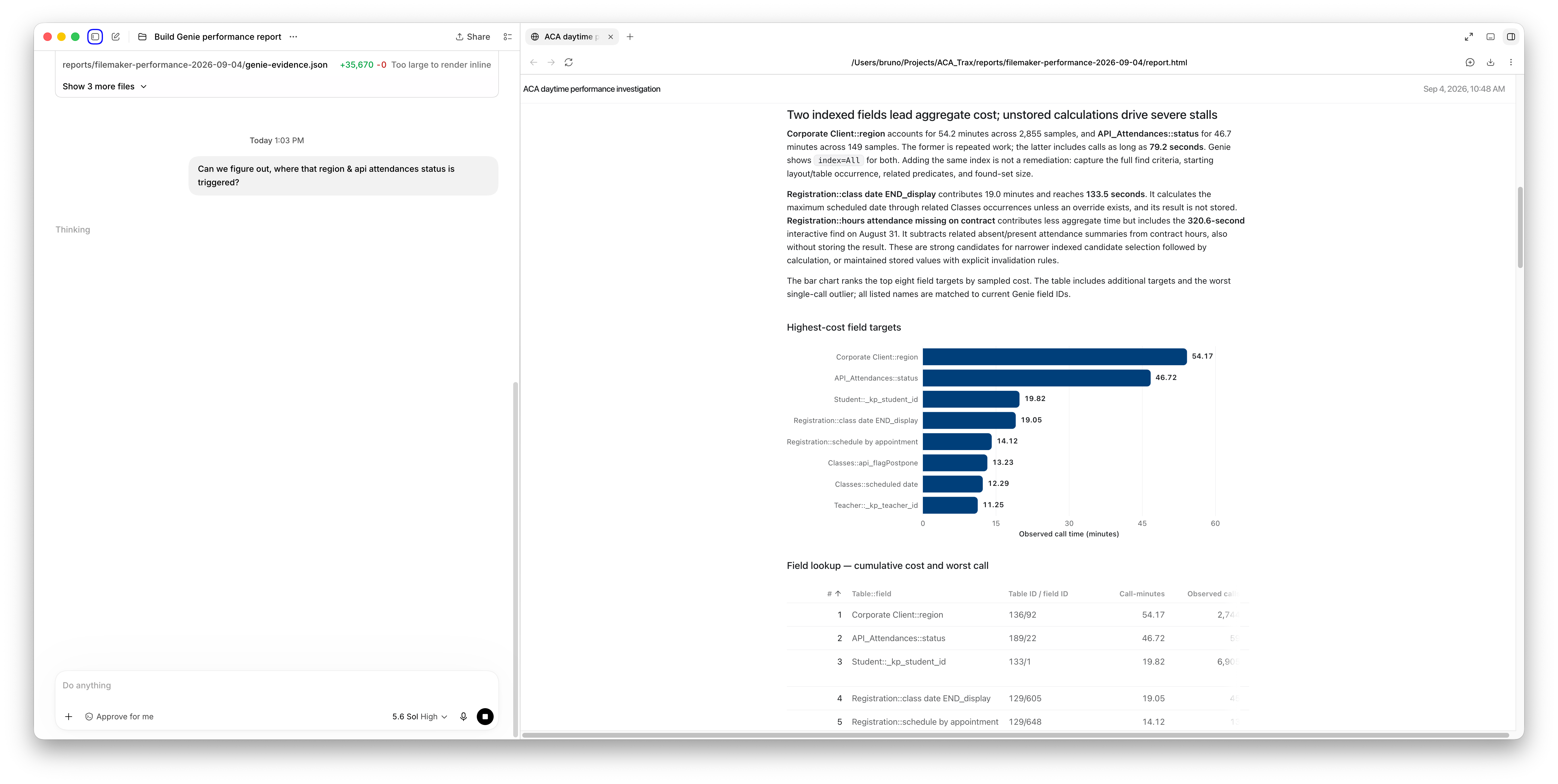 Une question demande où les recherches sur les rubriques du classement sont déclenchées dans FileMaker.
