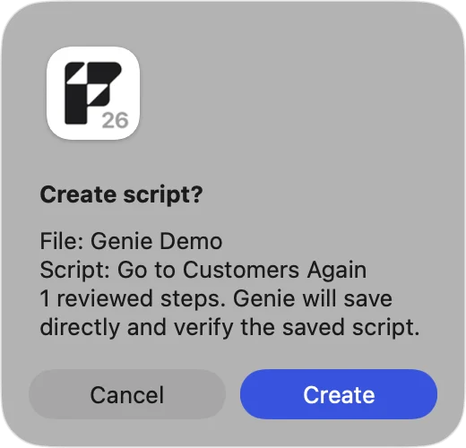 The confirmation before writing to the file