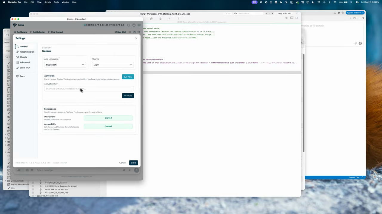 Genie: Setting window