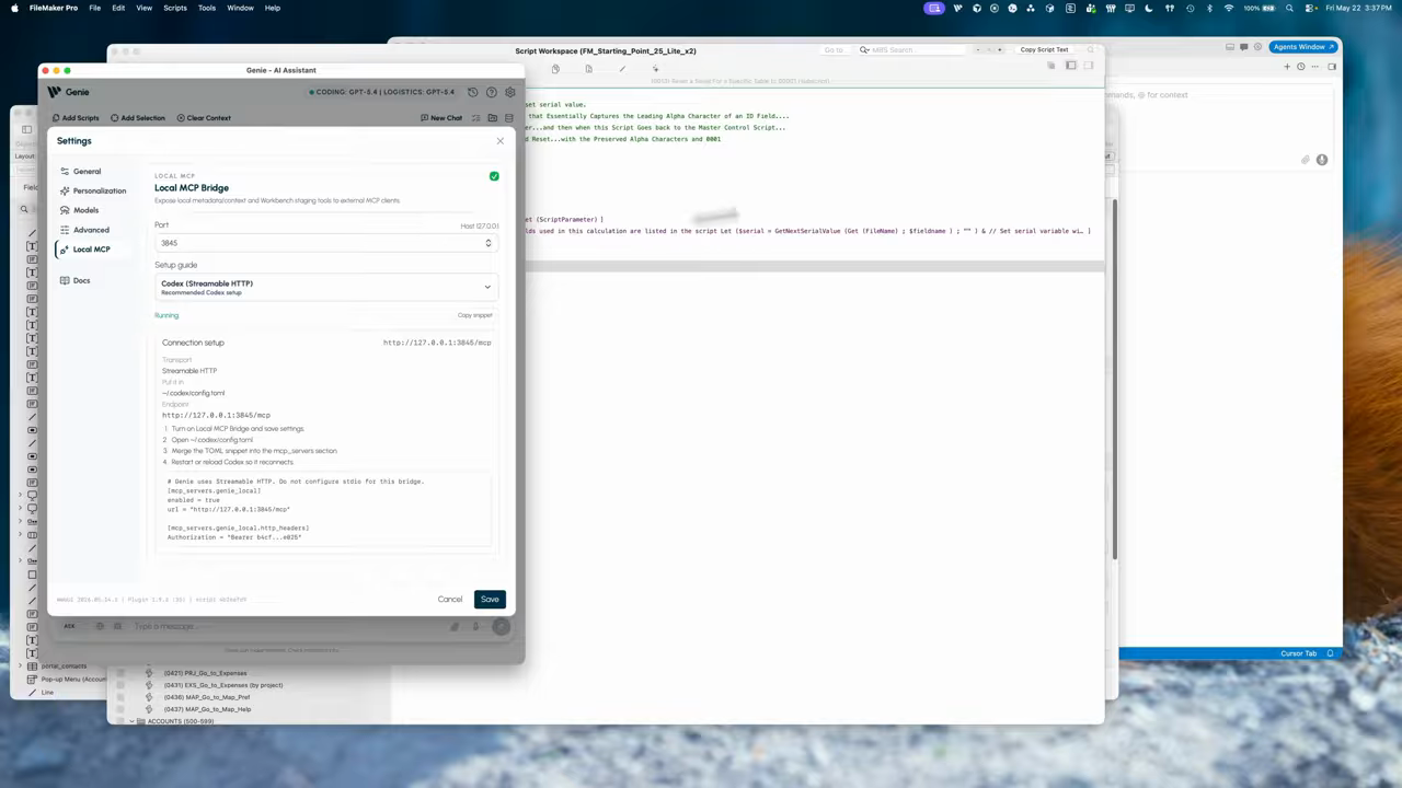 Genie settings - MCP configuration selection