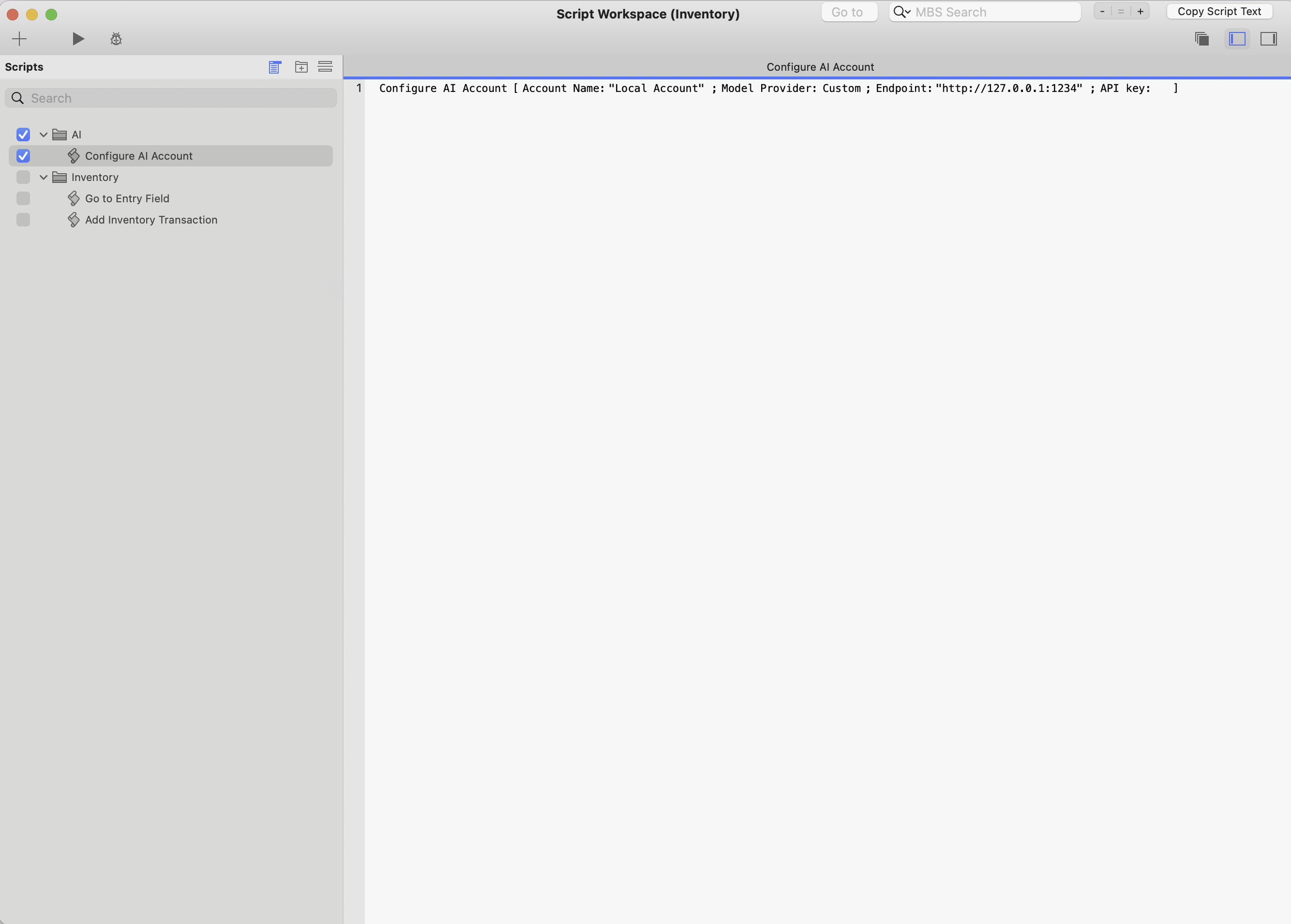 Configure AI Account script